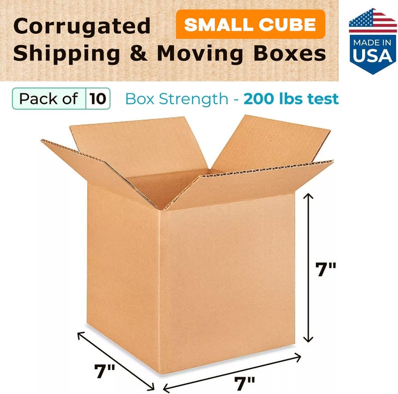 IDL Packaging - B-777-10 Cube Corrugated Shipping Boxes 7"L x 7â€W x 7"H (Pack of 10) - Excellent Choice of Sturdy Packing Boxes for USPS, UPS, FedEx Shipping - Image 2
